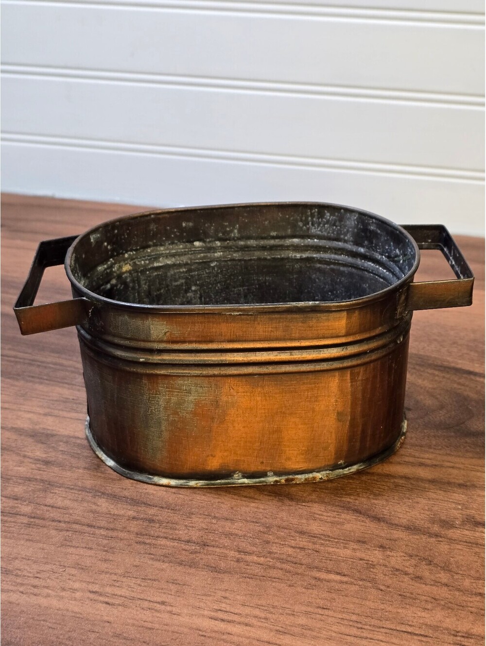 Vintage Copper Oval Tub with Handles